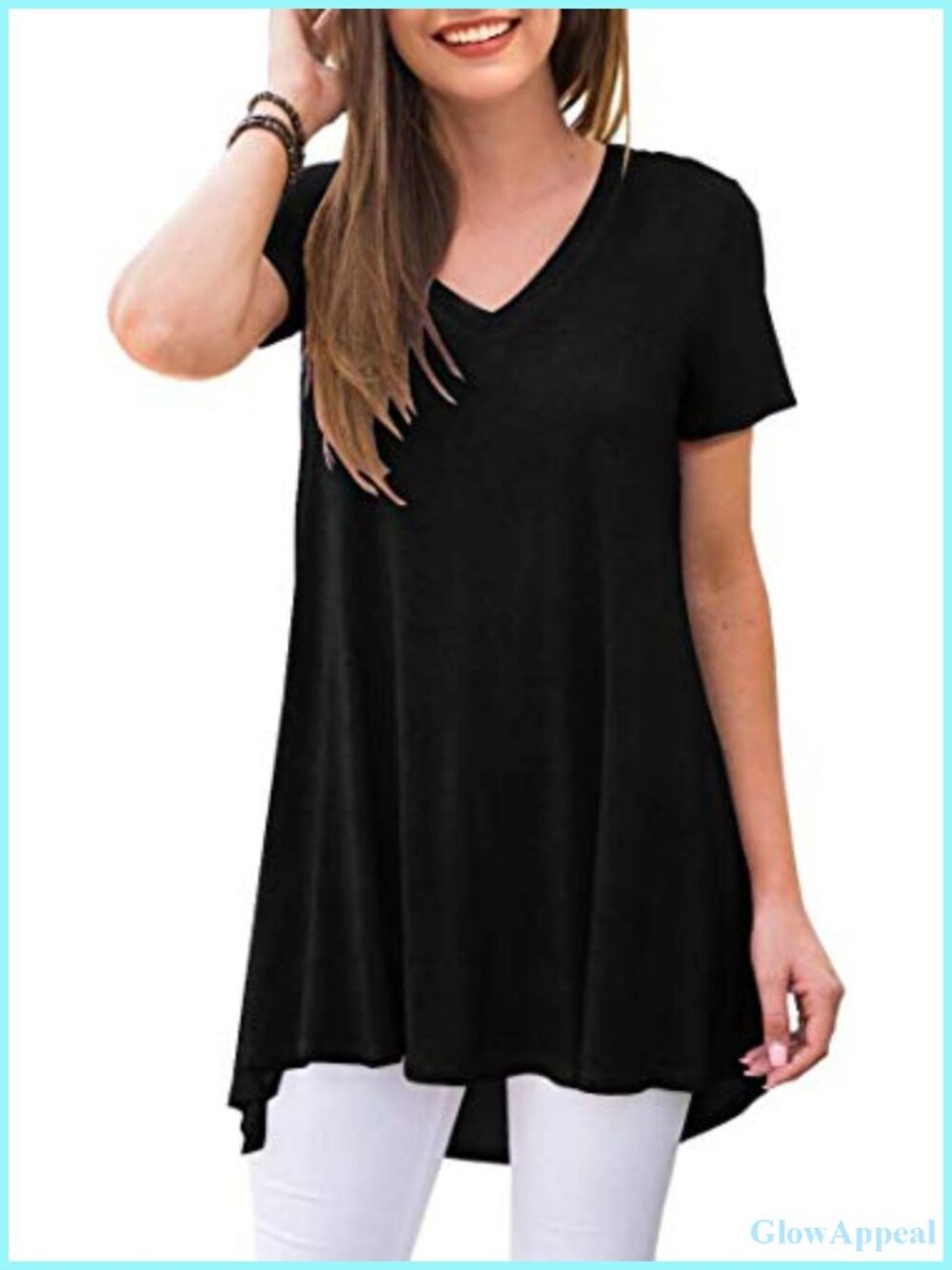Womens Flowy High Low Tunic Top Rayon Spandex Loose Fit Casual Shirt